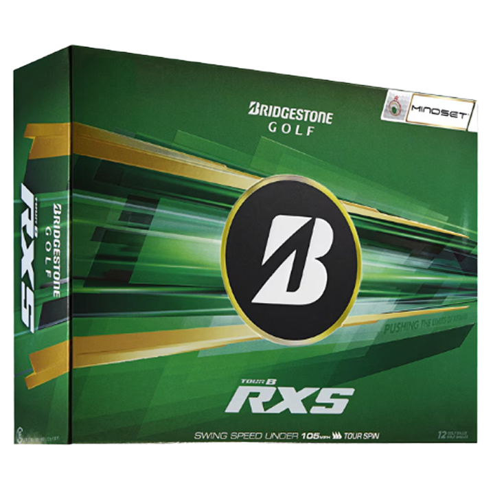 Bridgestone Golf RXS golf balls packaging on a white background