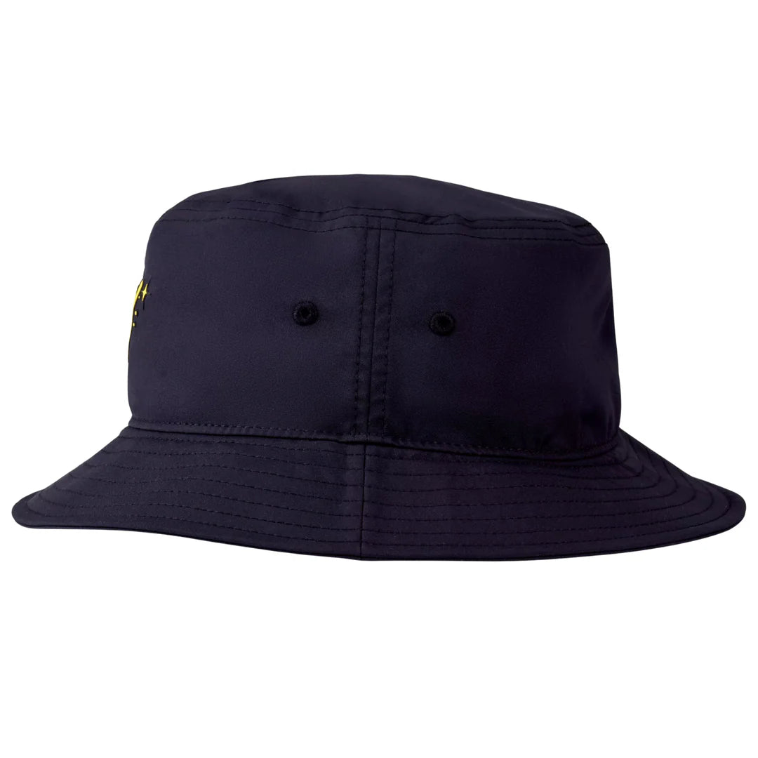 Black bucket hat on a white background