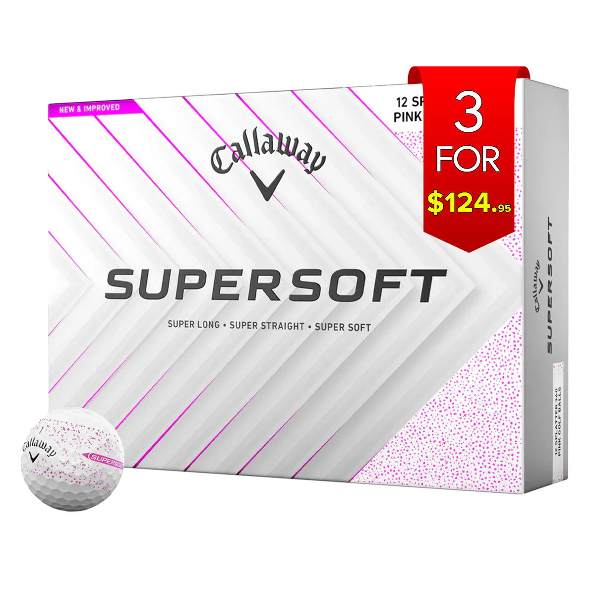 Callaway 2025 Supersoft Golf Balls Dozen - Splatter Pink