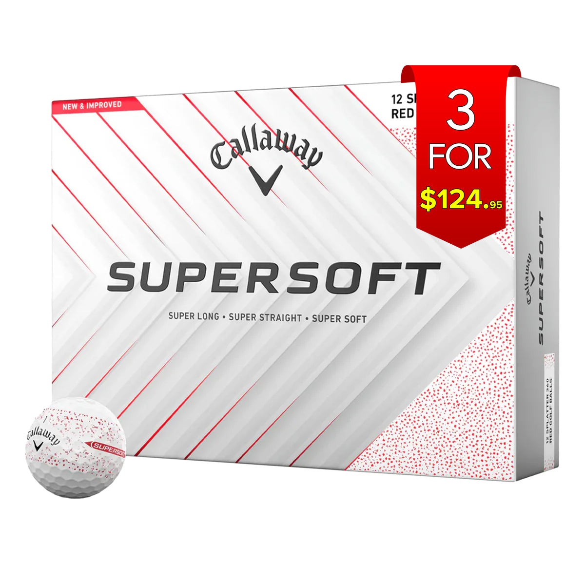 Callaway 2025 Supersoft Golf Balls Dozen  - Splatter Red