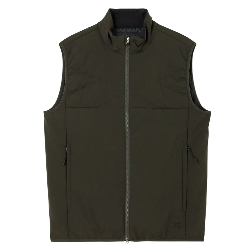 Green vest with a zipper on a white background