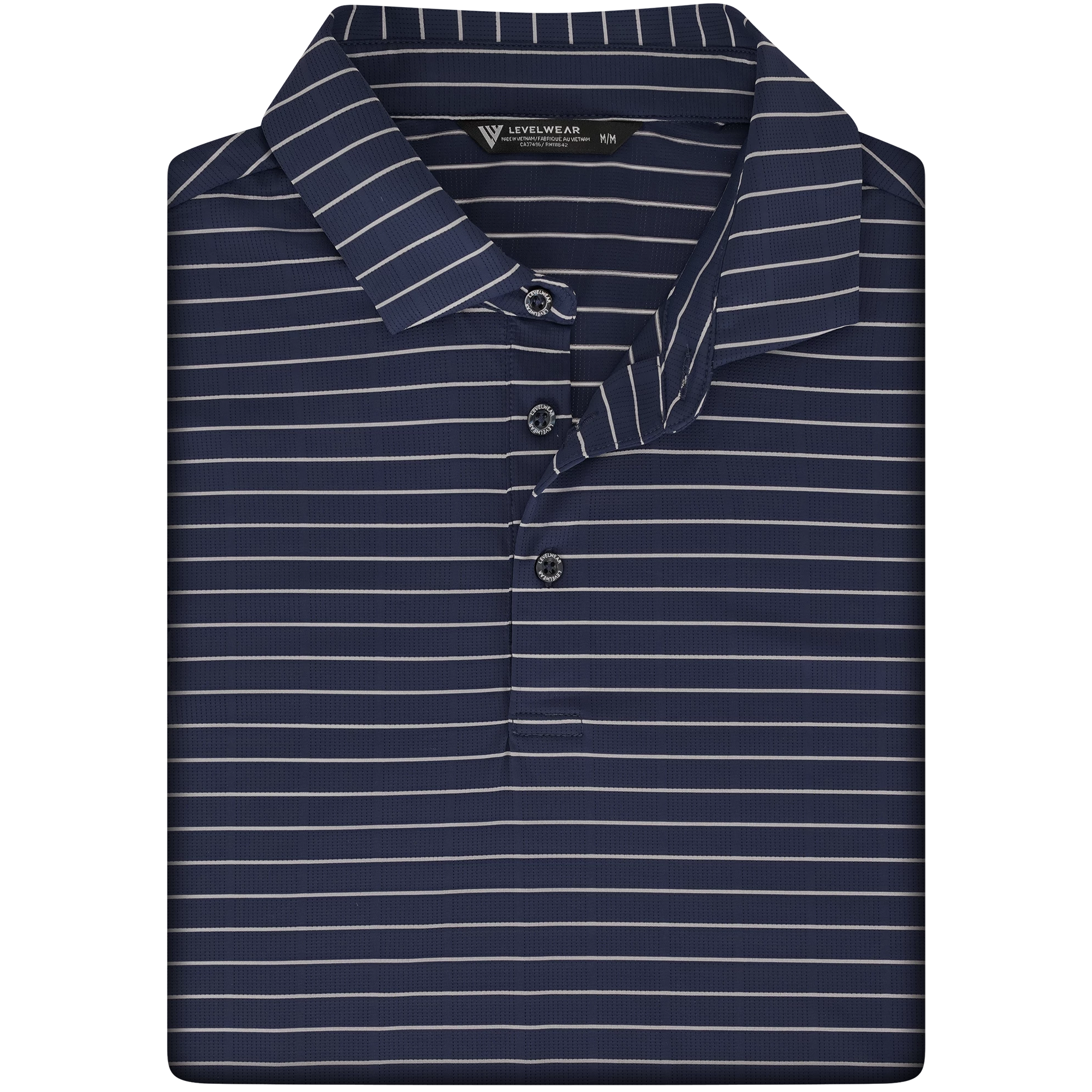 mens golf polo in navy striped 