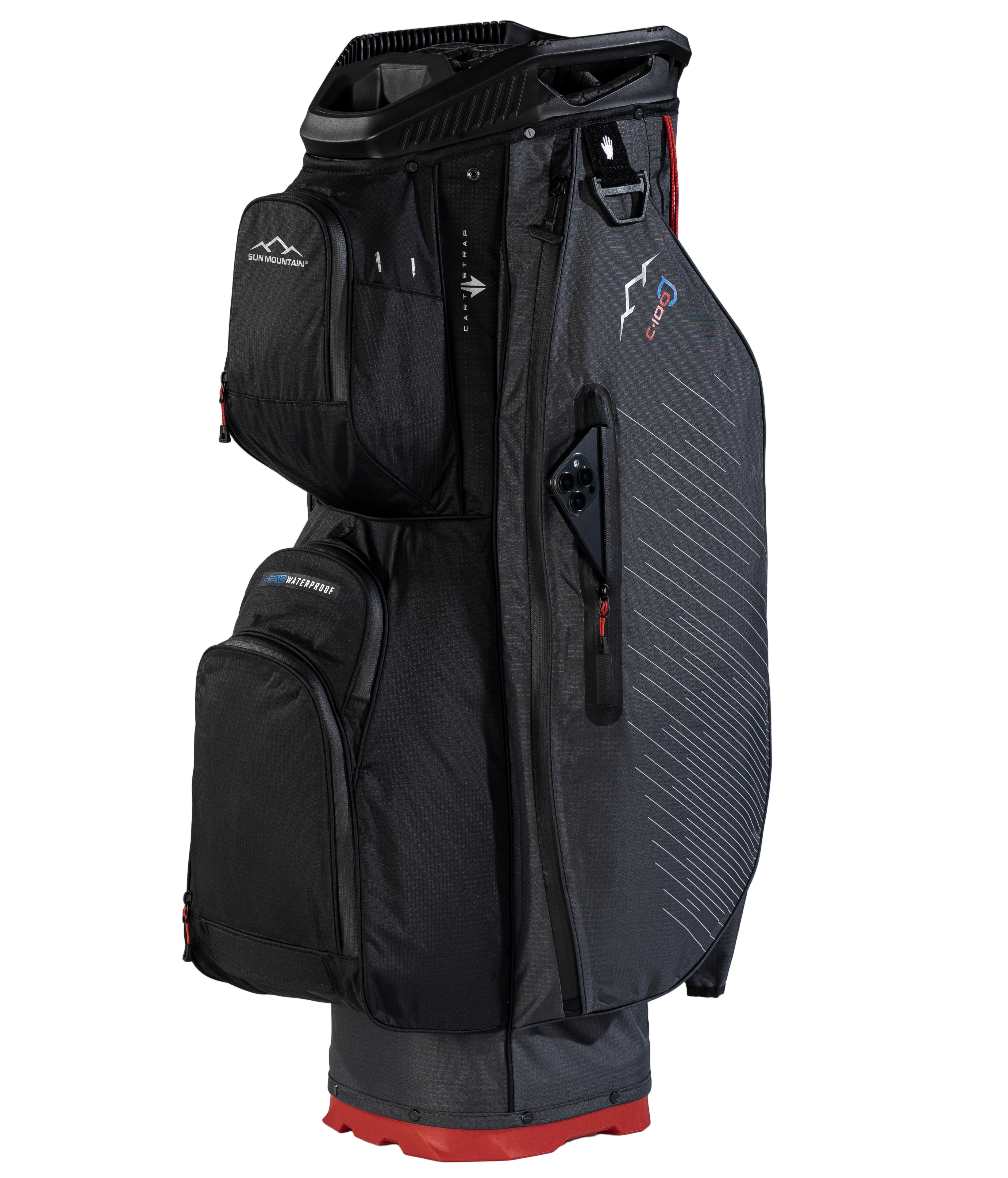 Sun Mountain C-100 H2NO Cart Bag - Steel/Black/Red