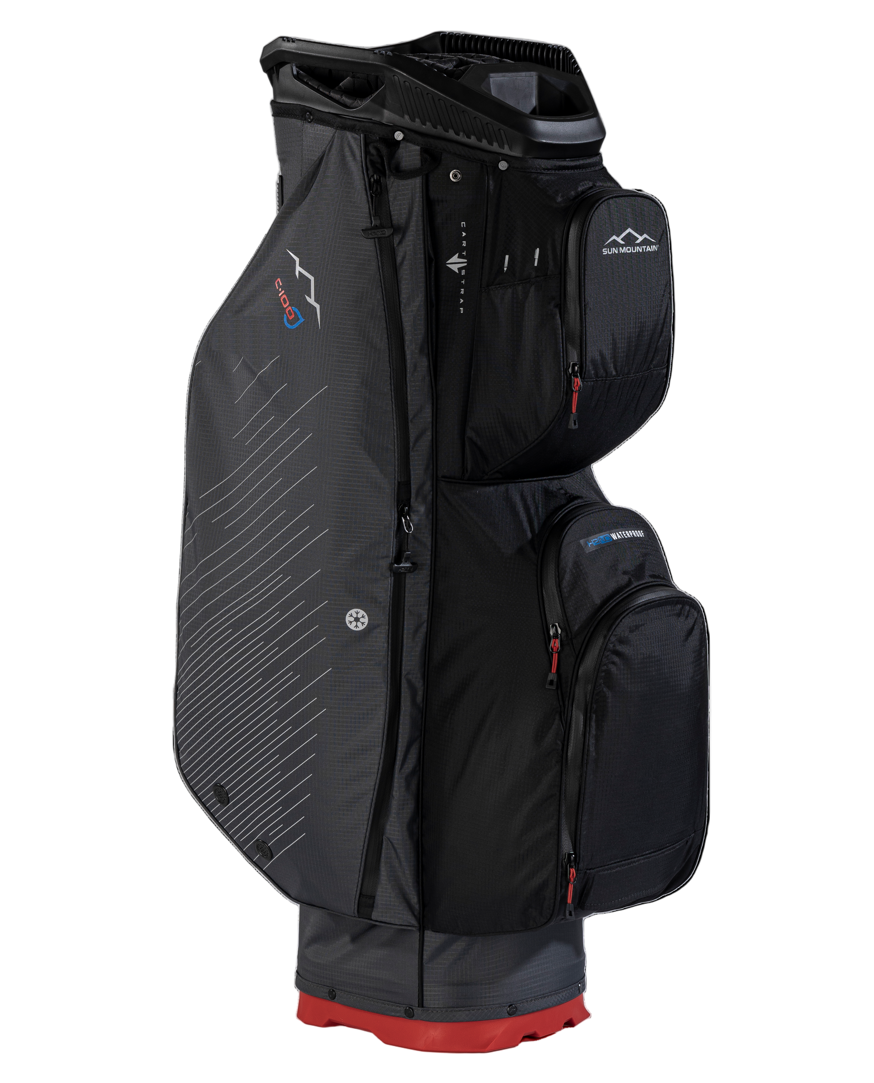 Sun Mountain C-100 H2NO Cart Bag - Steel/Black/Red