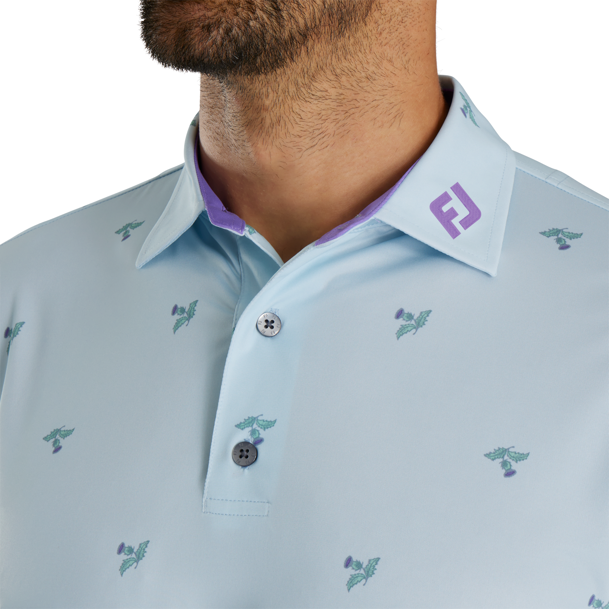 FootJoy Thistle Print Lisle Polo - Mist