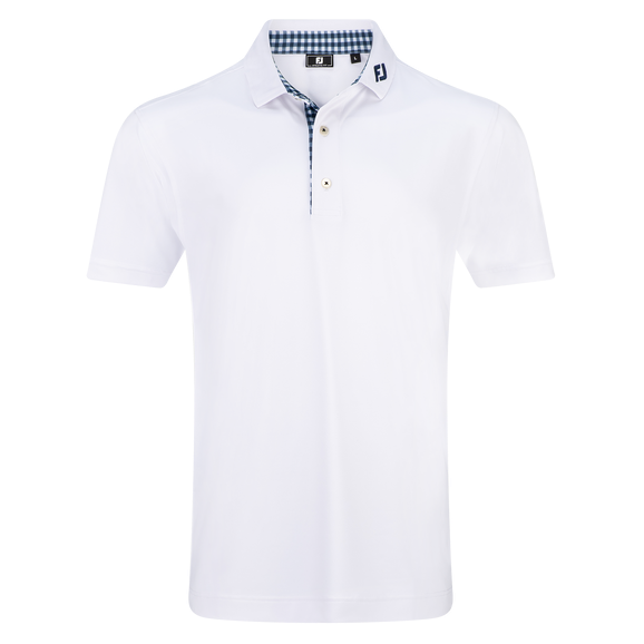 FootJoy Men's Stretch Pique Gingham Trim Polo Shirt
