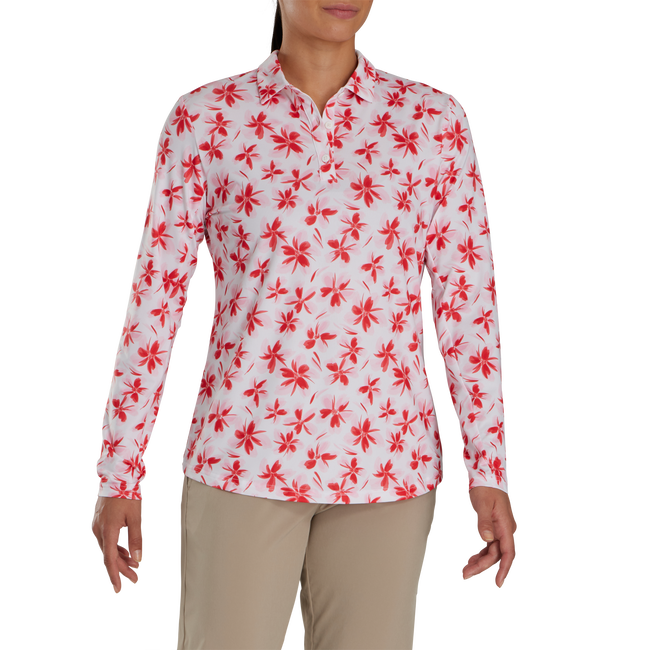 FootJoy Womens Floral Sun Shirt - Pink / Red