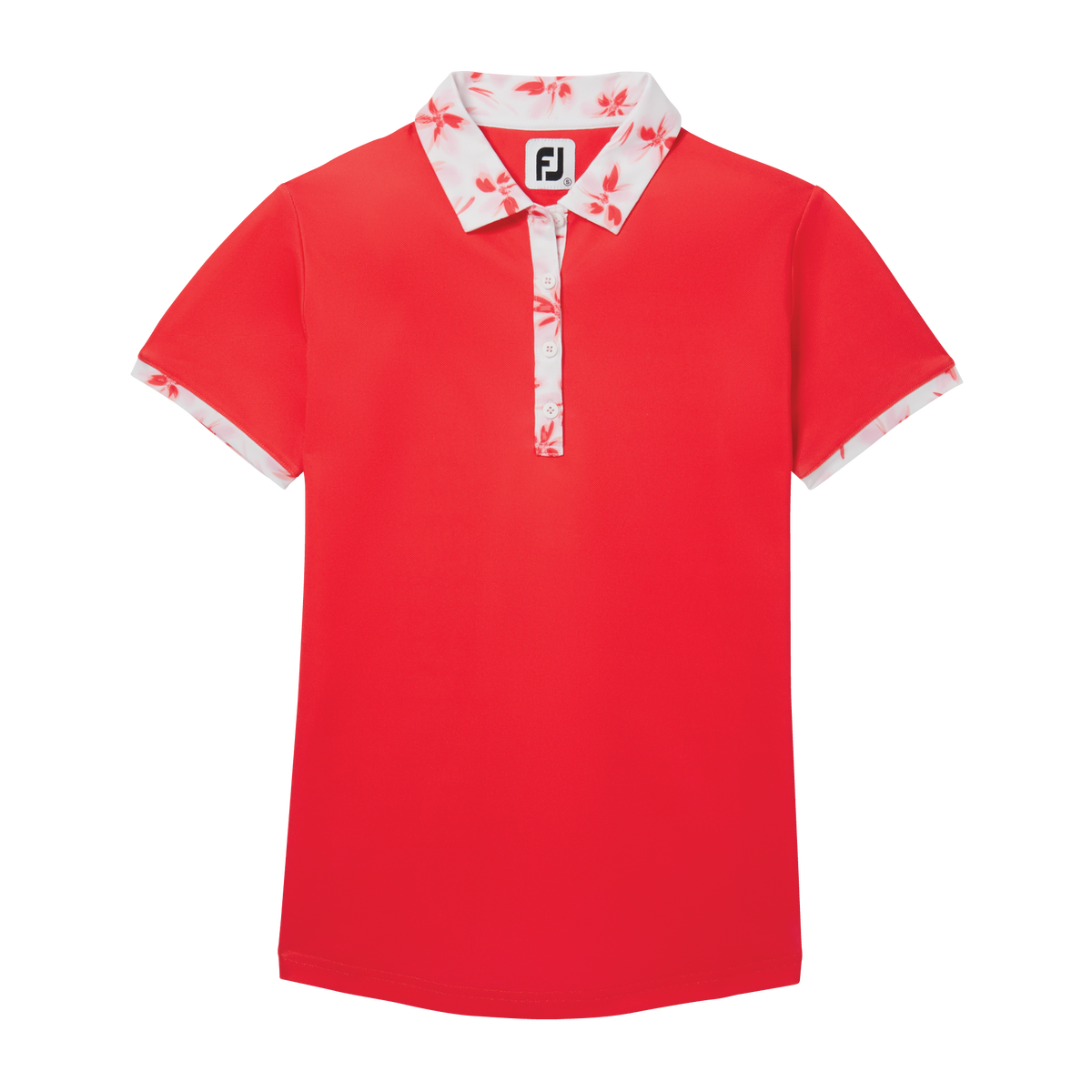 FootJoy Women's Floral Trim Short Sleeve Shirt - Red