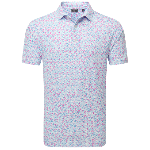 FootJoy Gamer Print Pique Polo - High Tide / Magenta