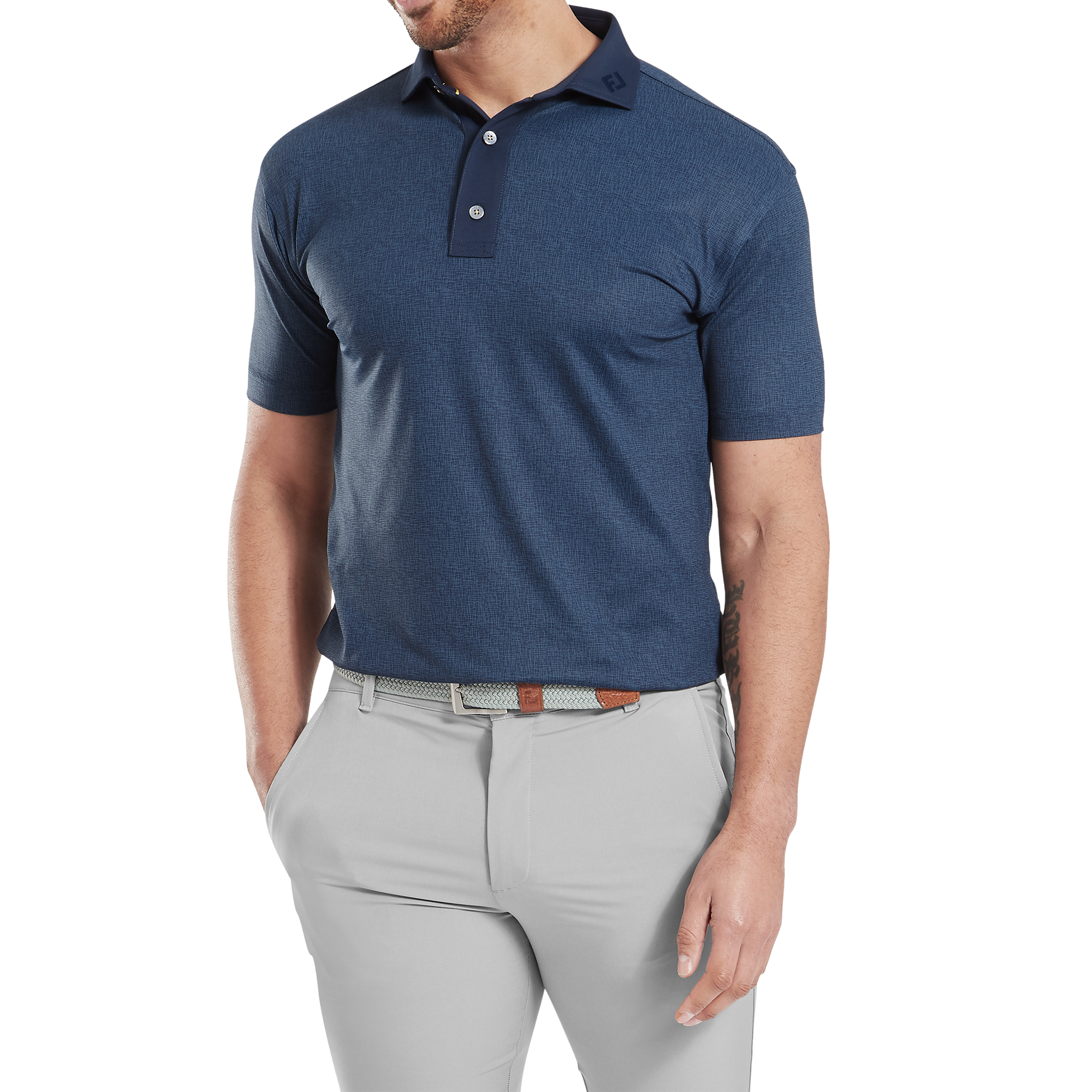 FootJoy Etched Texture Print Lisle Polo