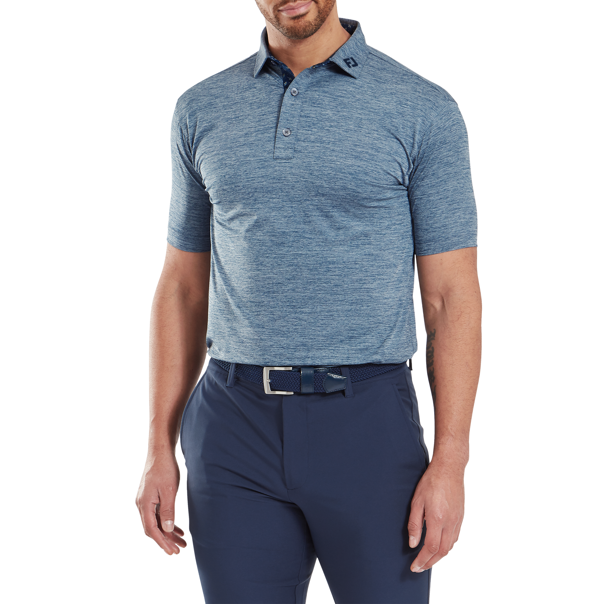 FootJoy Men's Heather Lisle Polo - Navy/Bud