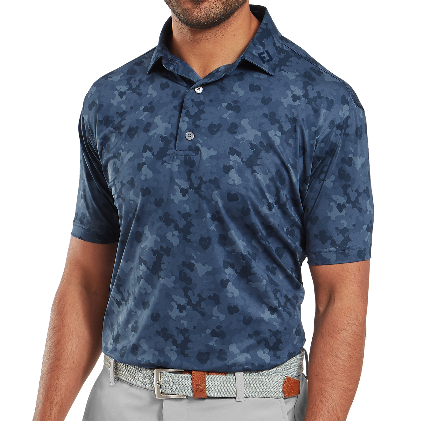 FootJoy Pop Camo Lisle Polo - Dark Denim