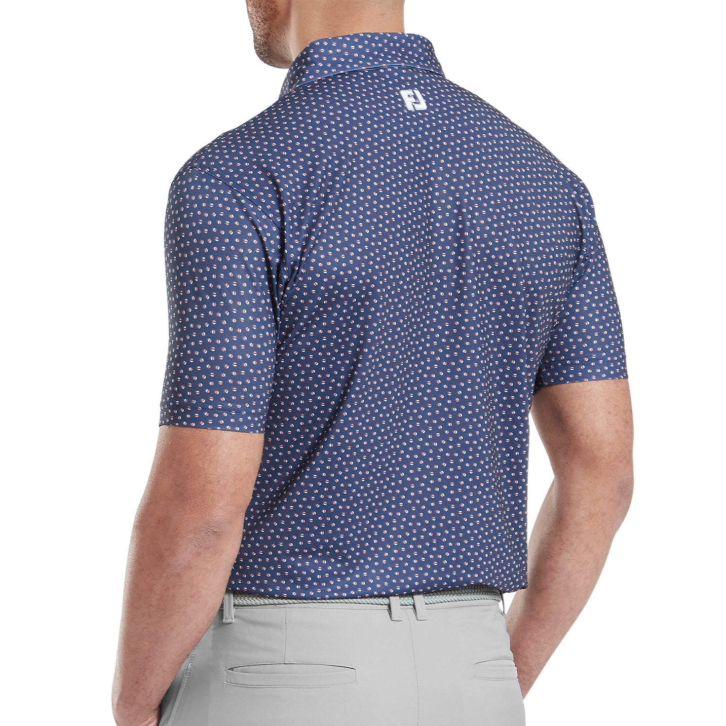 FootJoy Men's Bounce Print Pique Polo - Dark Denim