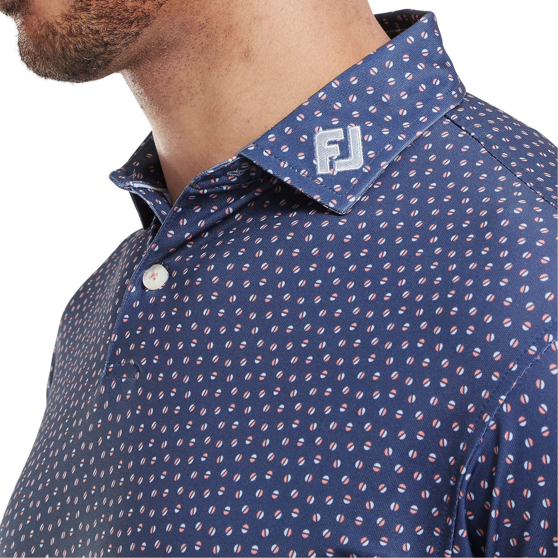 FootJoy Men's Bounce Print Pique Polo - Dark Denim