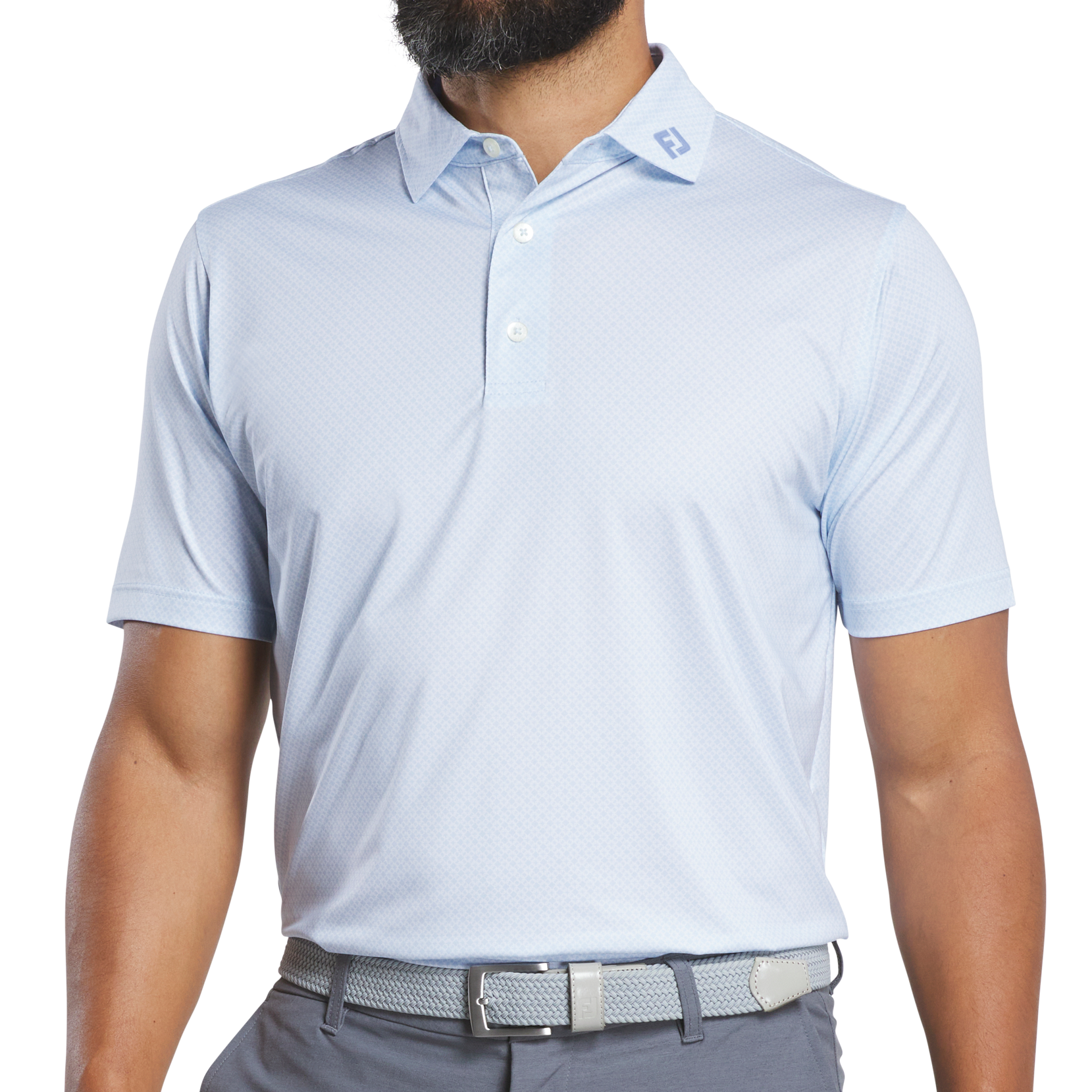 FootJoy Men's Loop Print Polo - White/Skyway