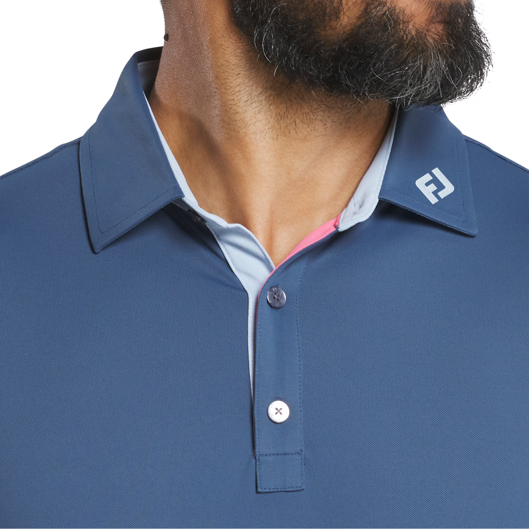 FootJoy Men’s Pique Trim Polo – Navy/Skyway