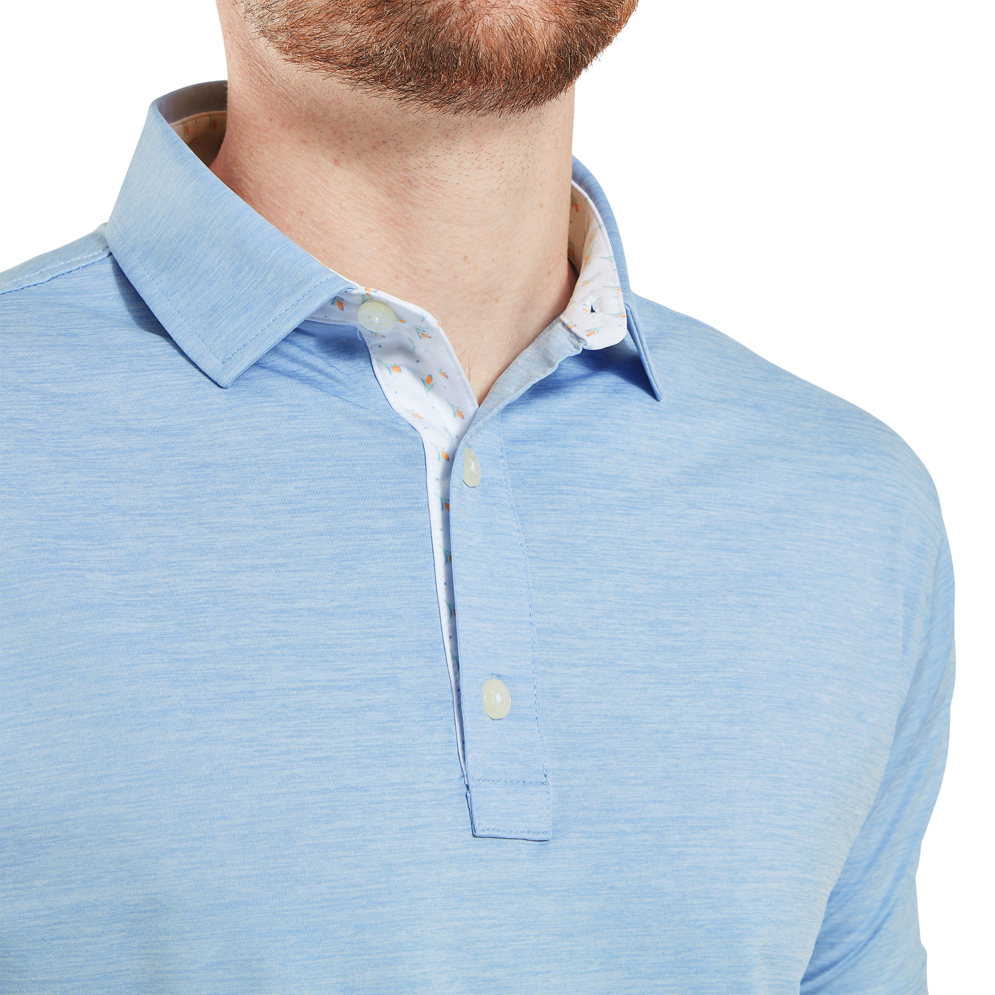 FootJoy Men's Heather Lisle Polo - Blue Jay/Bud