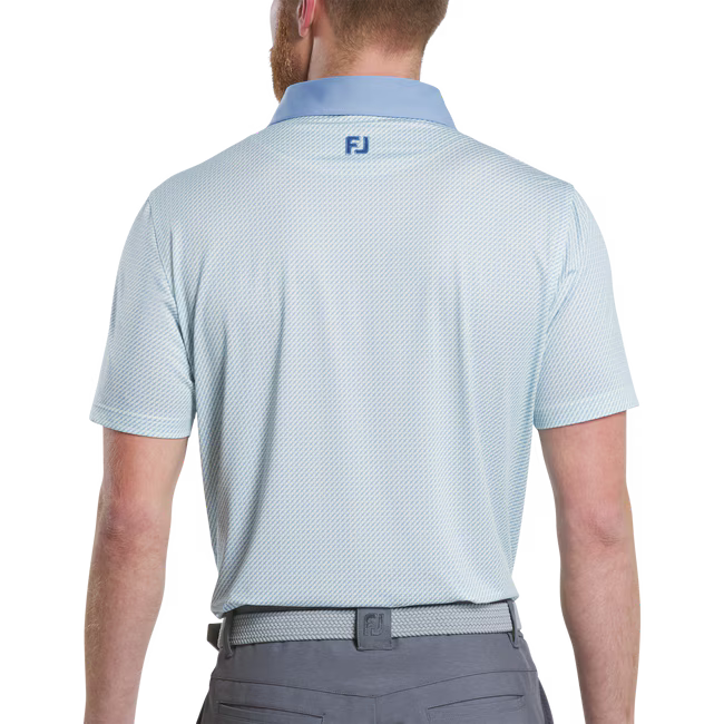 FootJoy Lattice Print Lisle Polo - BlueJay/Pistachio