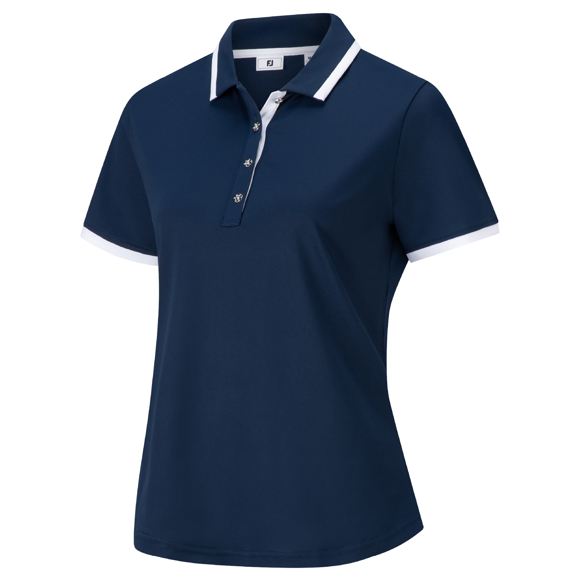 FootJoy Ladies Pique Trim Polo - Navy/White