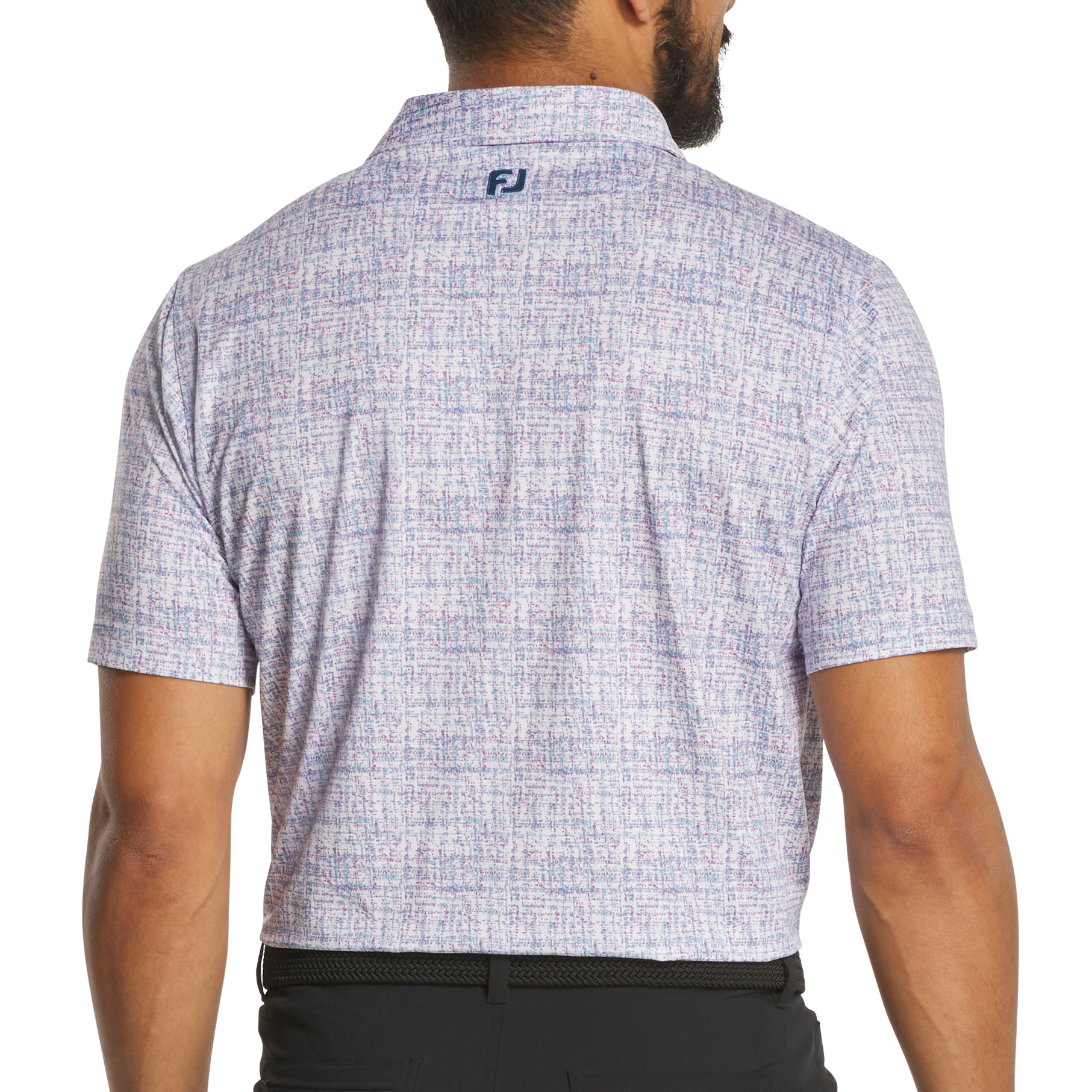 FootJoy Tweed Print Lisle Polo - White/High Tide