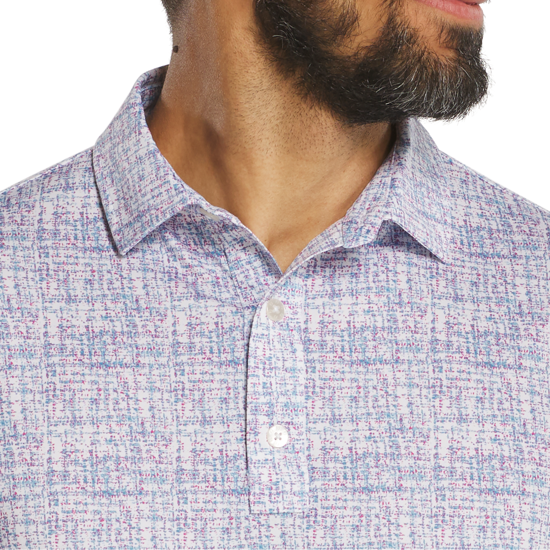 FootJoy Tweed Print Lisle Polo - White/High Tide