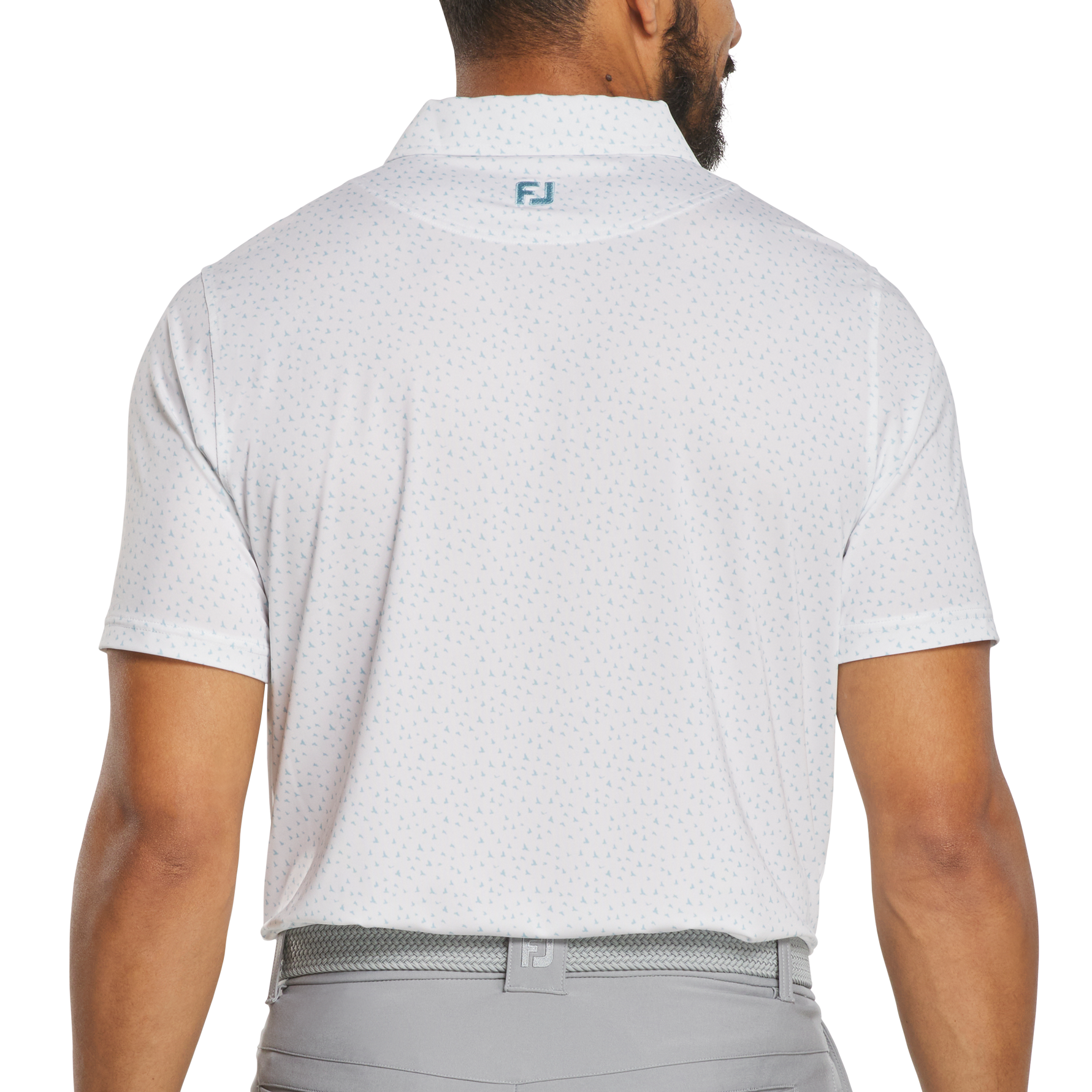 FootJoy Bird Print Lisle Polo  White / Air Blue