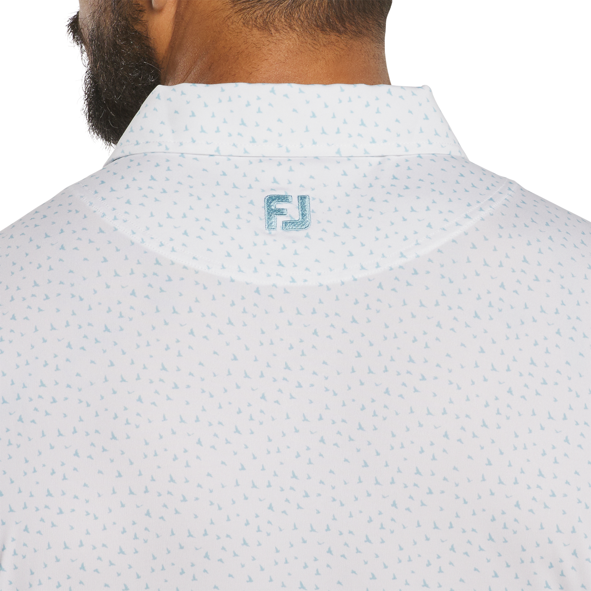 FootJoy Bird Print Lisle Polo  White / Air Blue