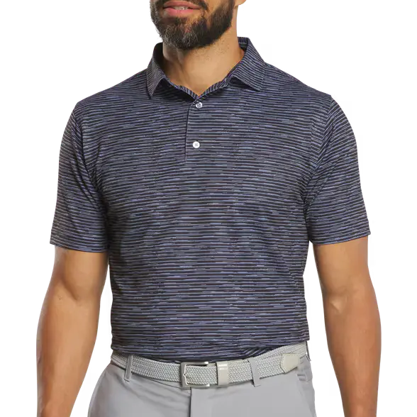 FootJoy Broken Stripe Pique Polo - Black/Periwinkle