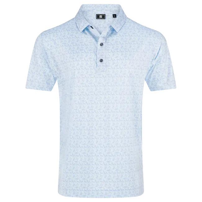 FootJoy Vintage Floral Lisle Polo - Ice Water/Periwinkle