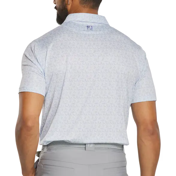 FootJoy Vintage Floral Lisle Polo - Ice Water/Periwinkle
