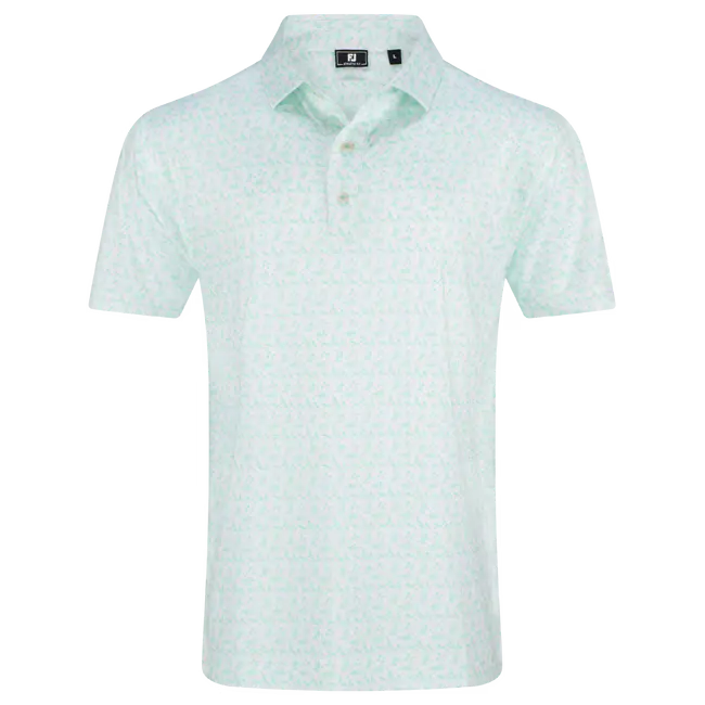 FootJoy Vintage Floral Lisle Polo - White/Seafoam