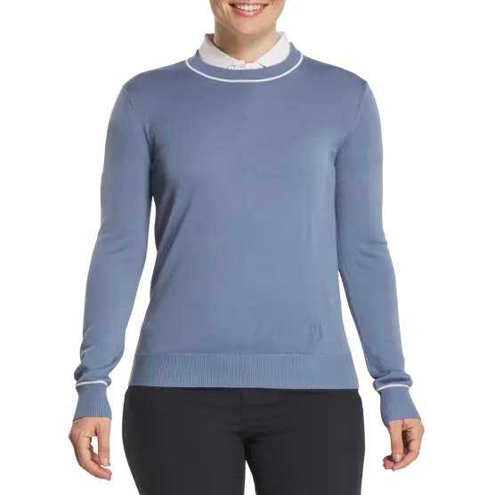 FootJoy Ladies Wool Blend Crew Pullover - Blue Stone