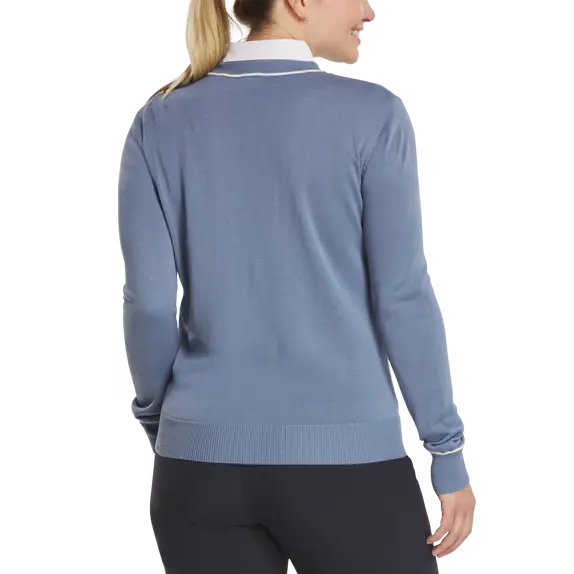 FootJoy Ladies Wool Blend Crew Pullover - Blue Stone