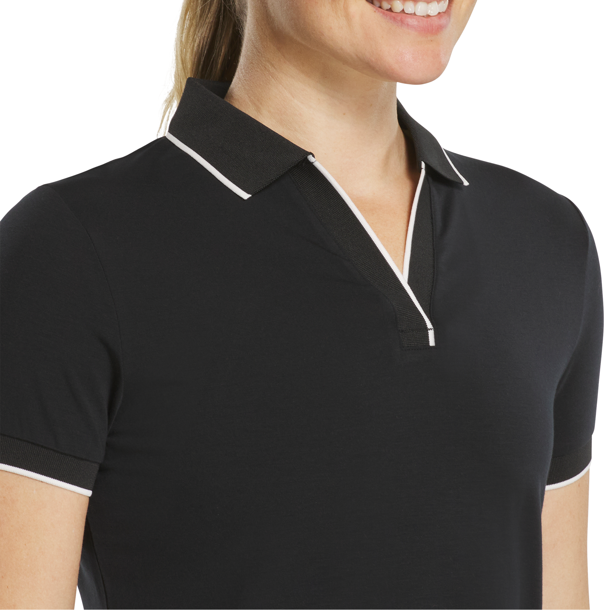 FootJoy Ladies Notch V-Neck Polo - Black