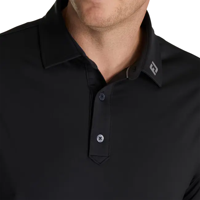 FootJoy Solid Lisle Set On Placket - Black