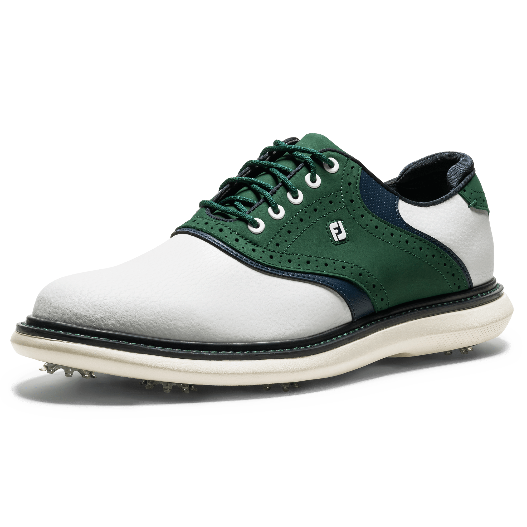 FootJoy 2025 Traditions Golf Shoes- White/Navy/Olive