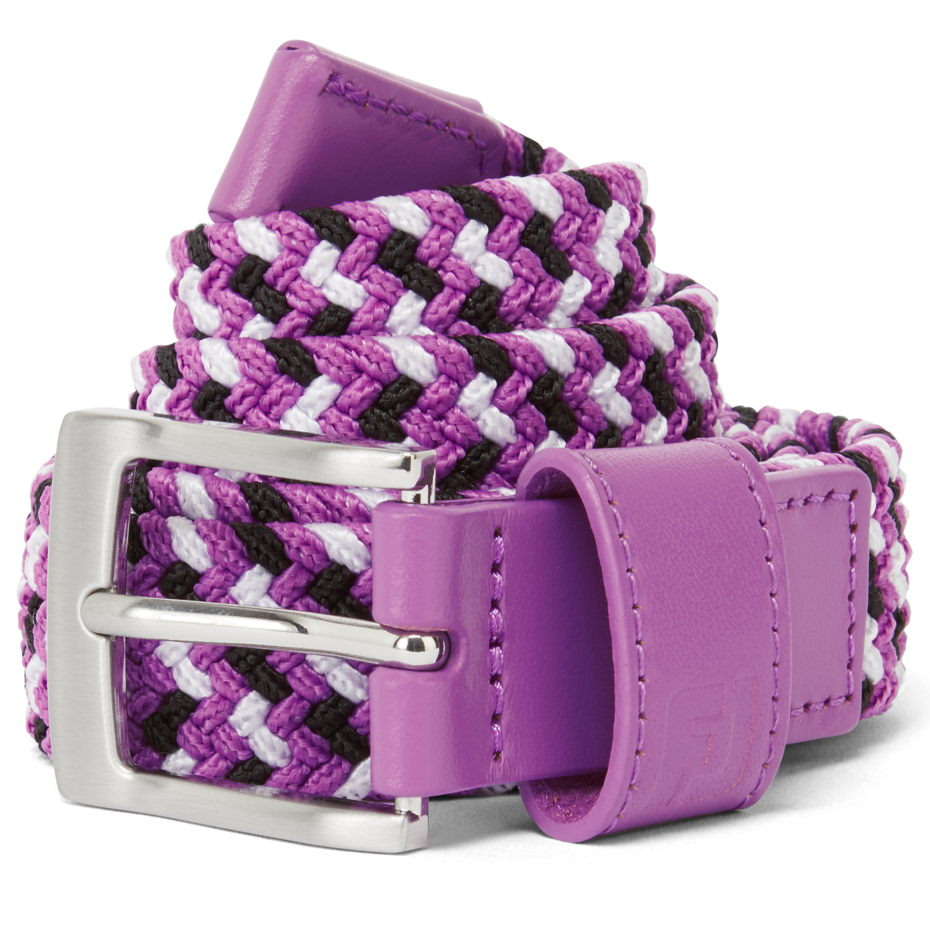 Footjoy Ladies Braided Belt - Black/White/Berry