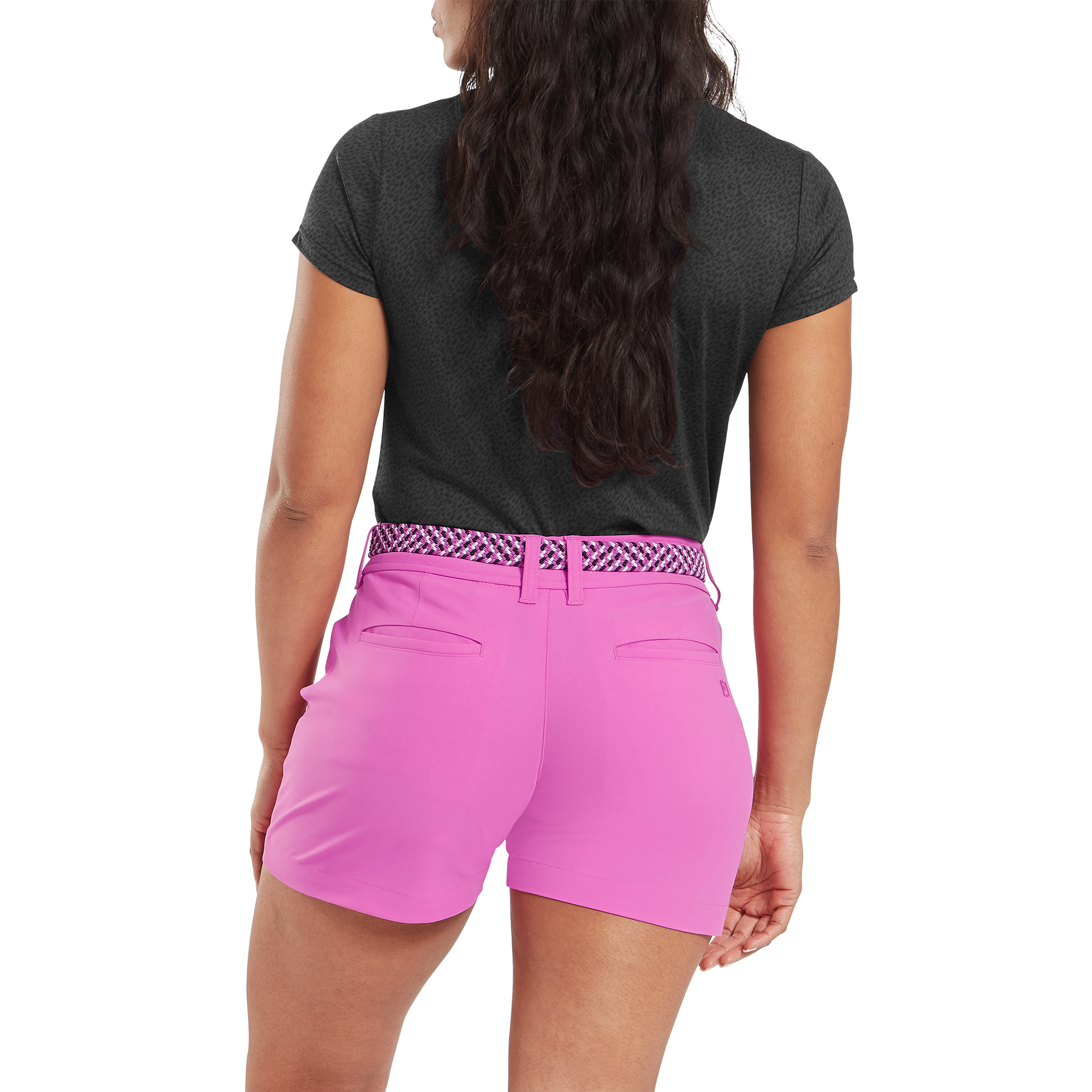 Footjoy Ladies Braided Belt - Black/White/Berry