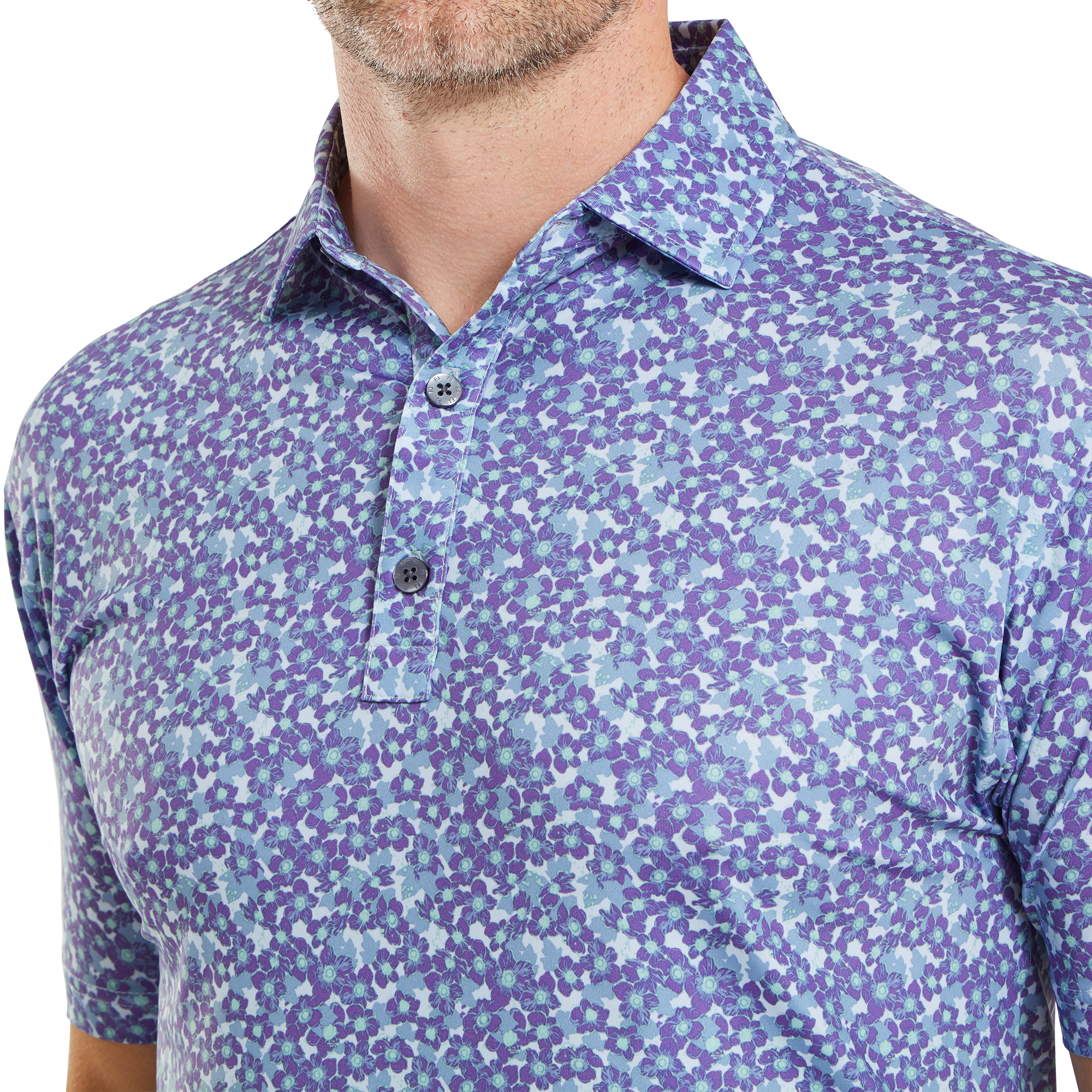 FootJoy Primrose Print Lisle Polo - Thistle/Storm/Mist