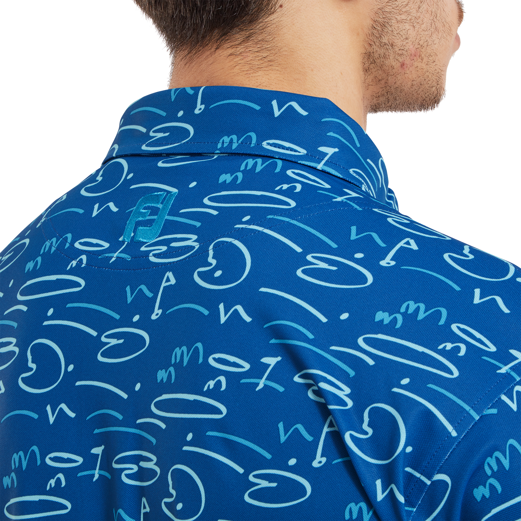 FootJoy Golf Course Doodle Pique Polo - Deep Blue