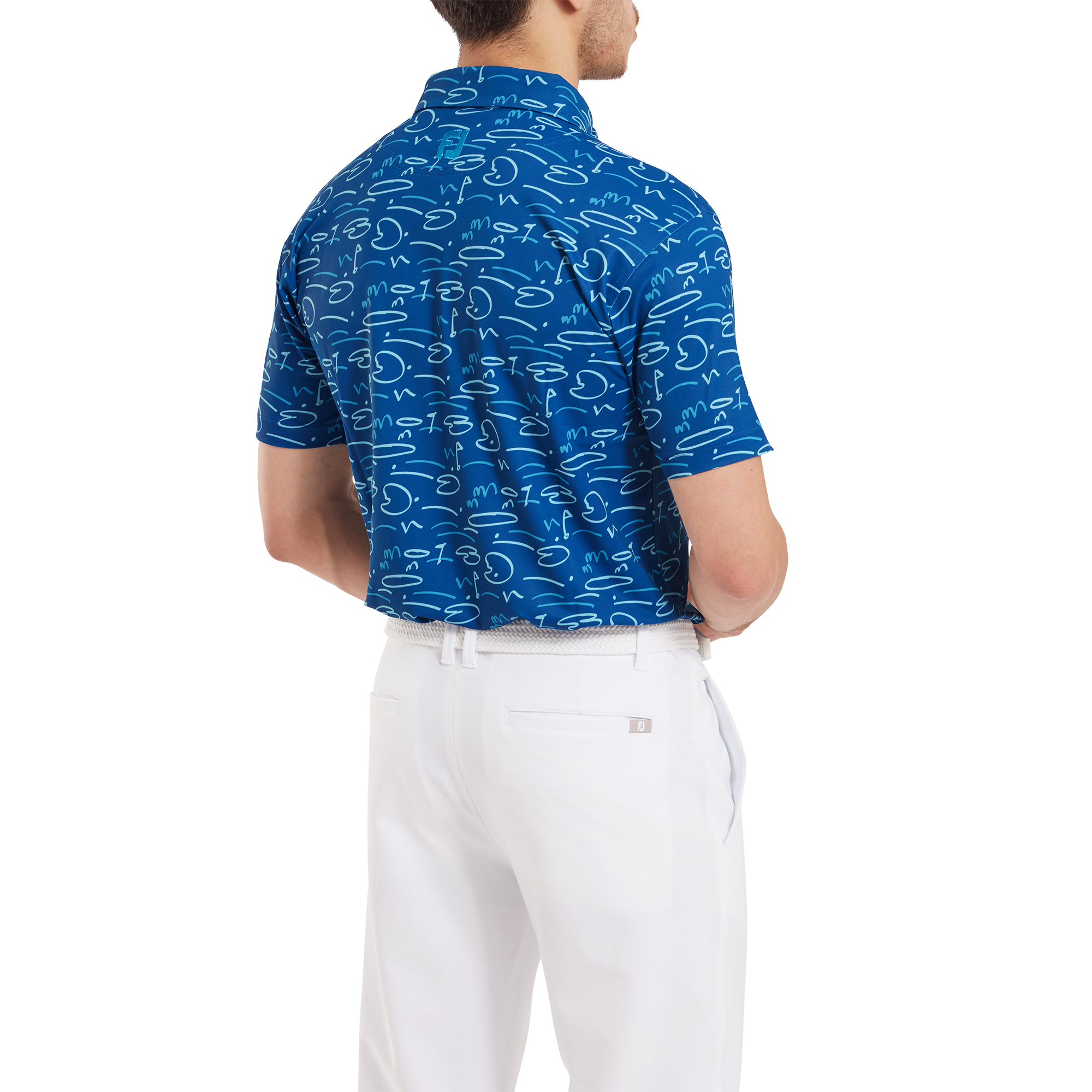 FootJoy Golf Course Doodle Pique Polo - Deep Blue