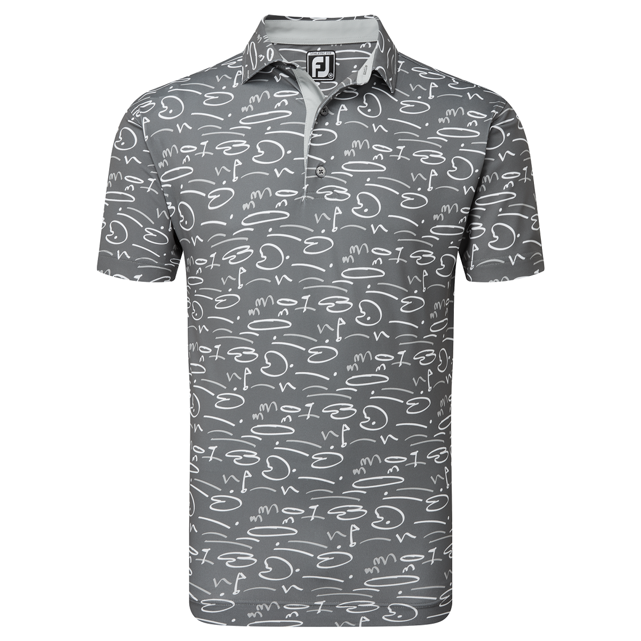 FootJoy Golf Course Doodle Pique Polo - Gravel