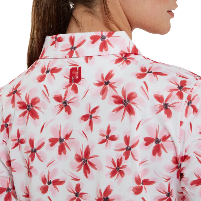 FootJoy Womens 1/2 Sleeve Floral Shirt - Pink / Red / Black