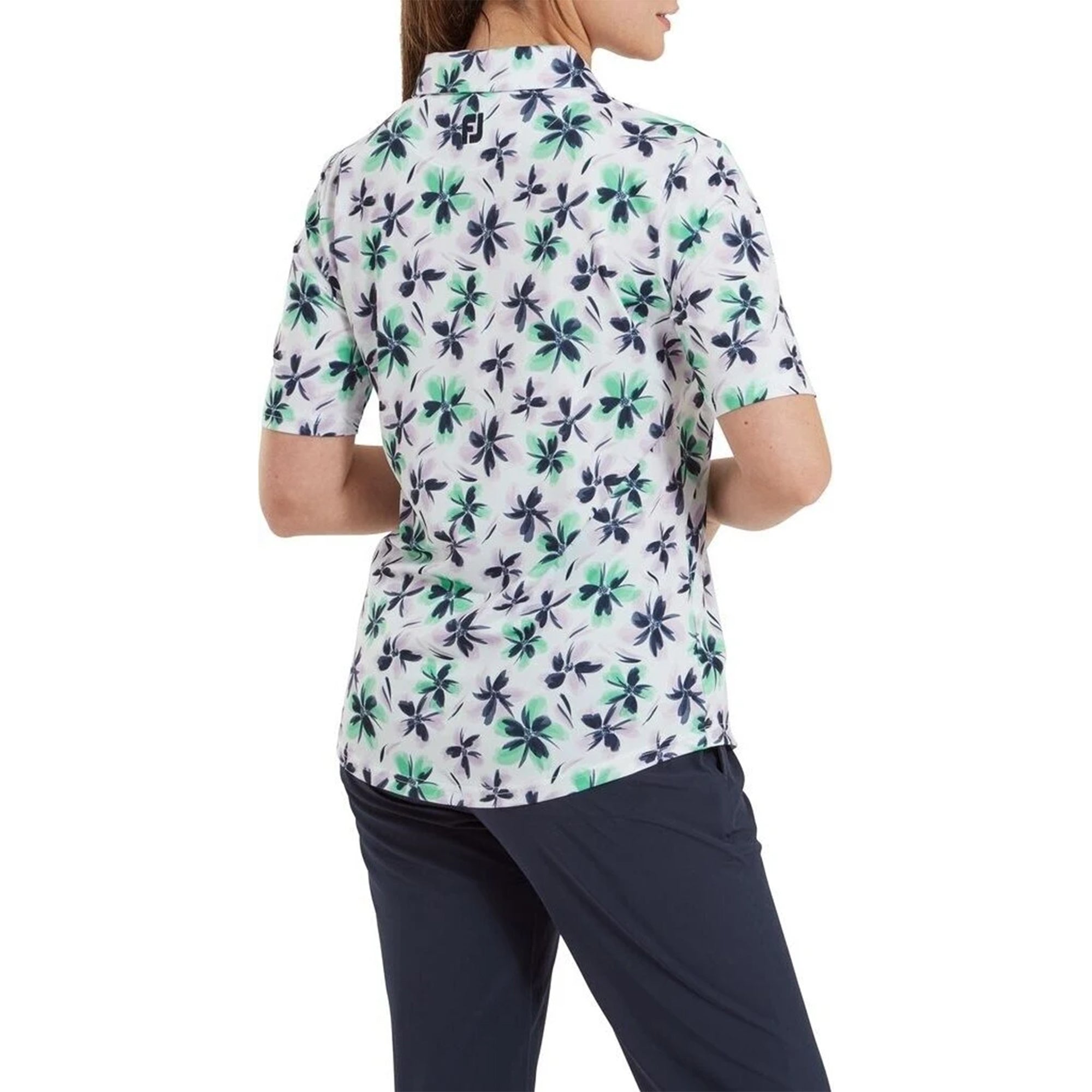 Footjoy Ladies 1/2 Zip Floral Print Lisle