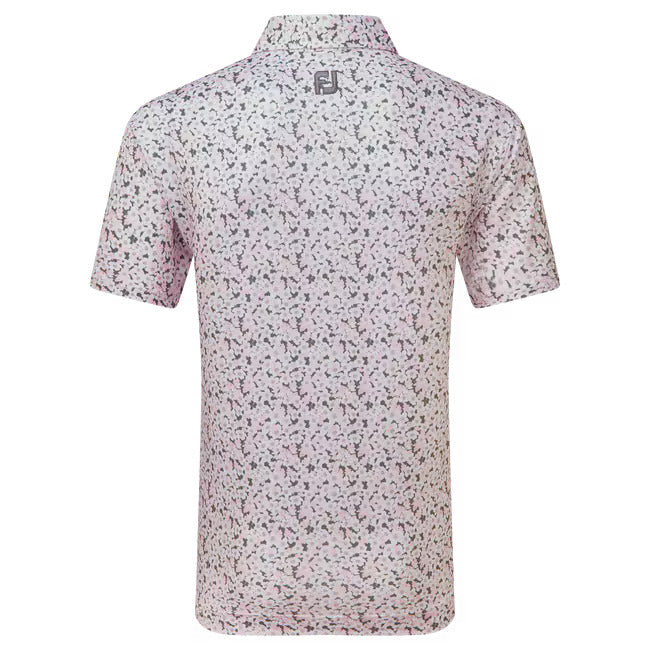 Footjoy Primrose Print Lisle Polo - Light Pink/White/Gravel