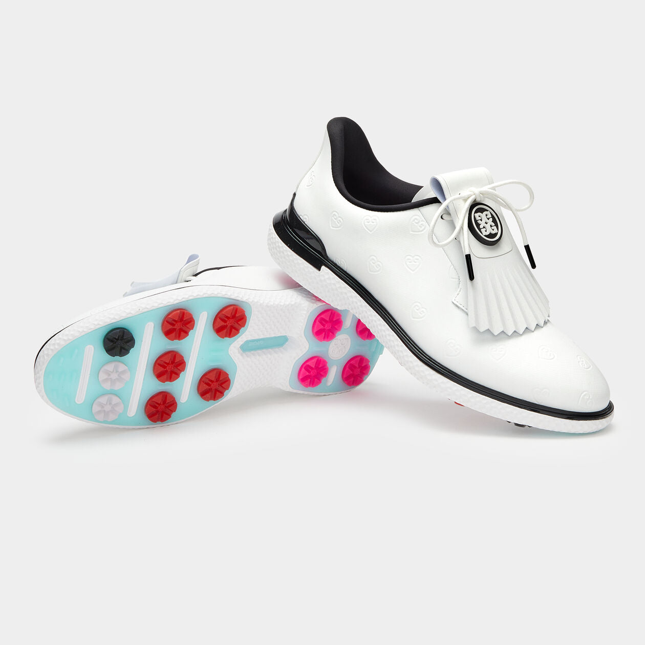 G/Fore Women's Gallivan2r Debossed Heart G's Kiltie Golf Shoe - Snow/Onyx