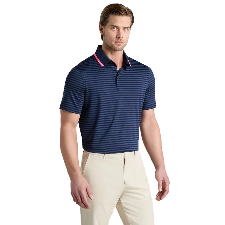 G/Fore Perforated Stripe Jersey Polo - Twilight