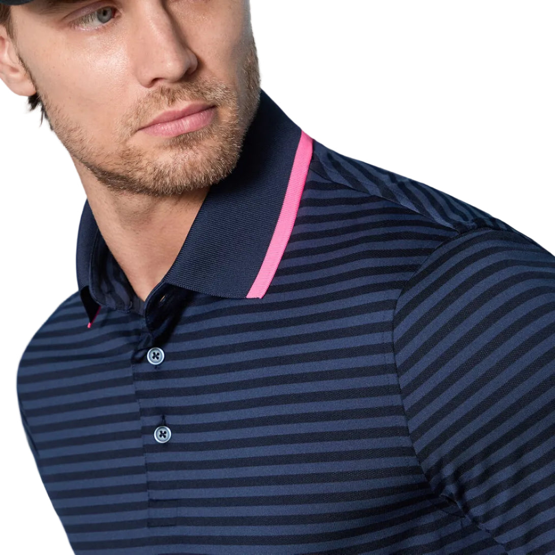 G/Fore Perforated Stripe Jersey Polo - Twilight