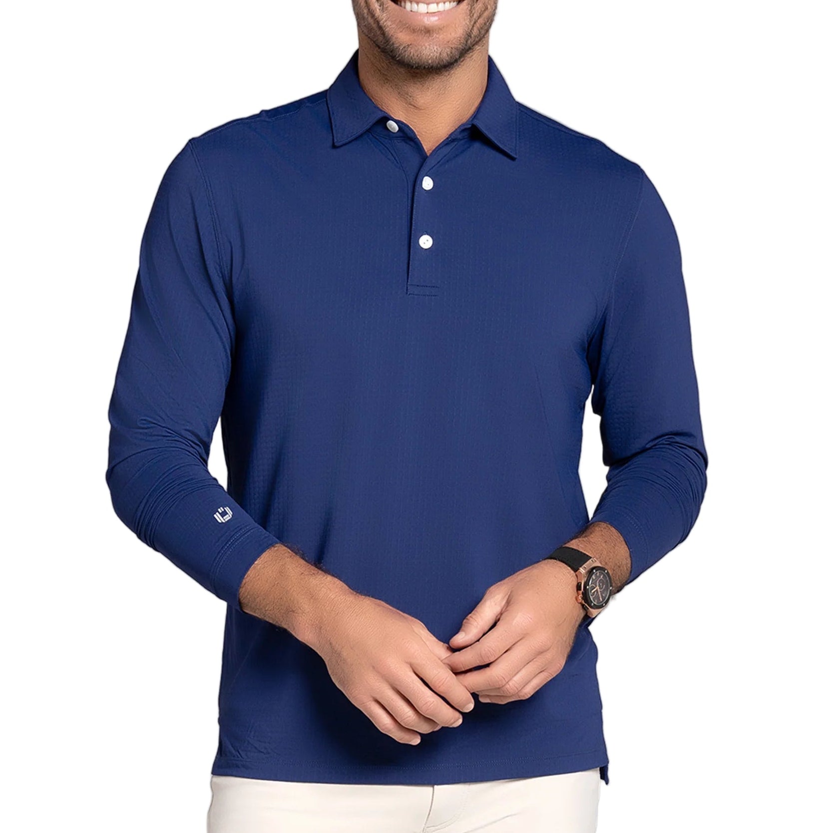 IBKUL Men's Long Sleeve Polo - Ink