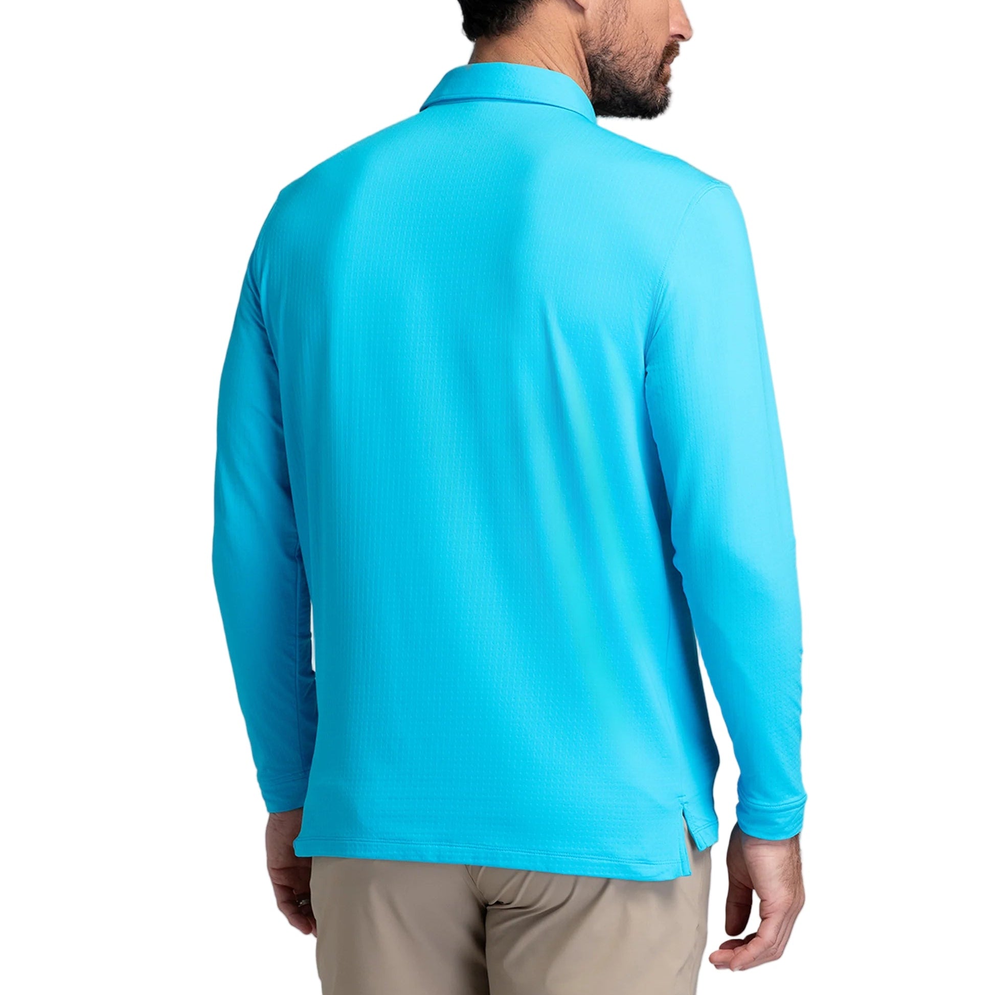 IBKUL Men's Long Sleeve Polo - Turquoise